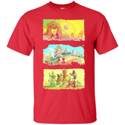 Movie T-shirt Running Silhouettes On Alien Land Red