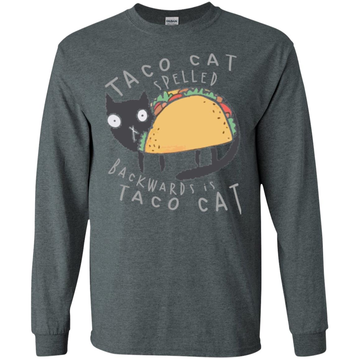 Cat Lovers T-shirt Taco Cat Spelled Backward Is Taco Cat Dark Heather