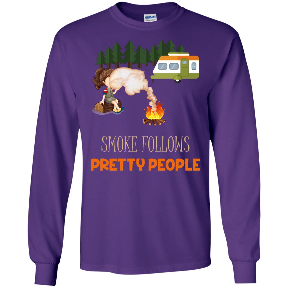Smoke Follows Pretty People Camping Bbq Gift Shirt Purple
