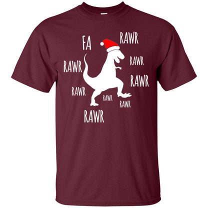 Christmas T-shirt Fa Rawr Rawr Funny T-rex Dinosaur Maroon