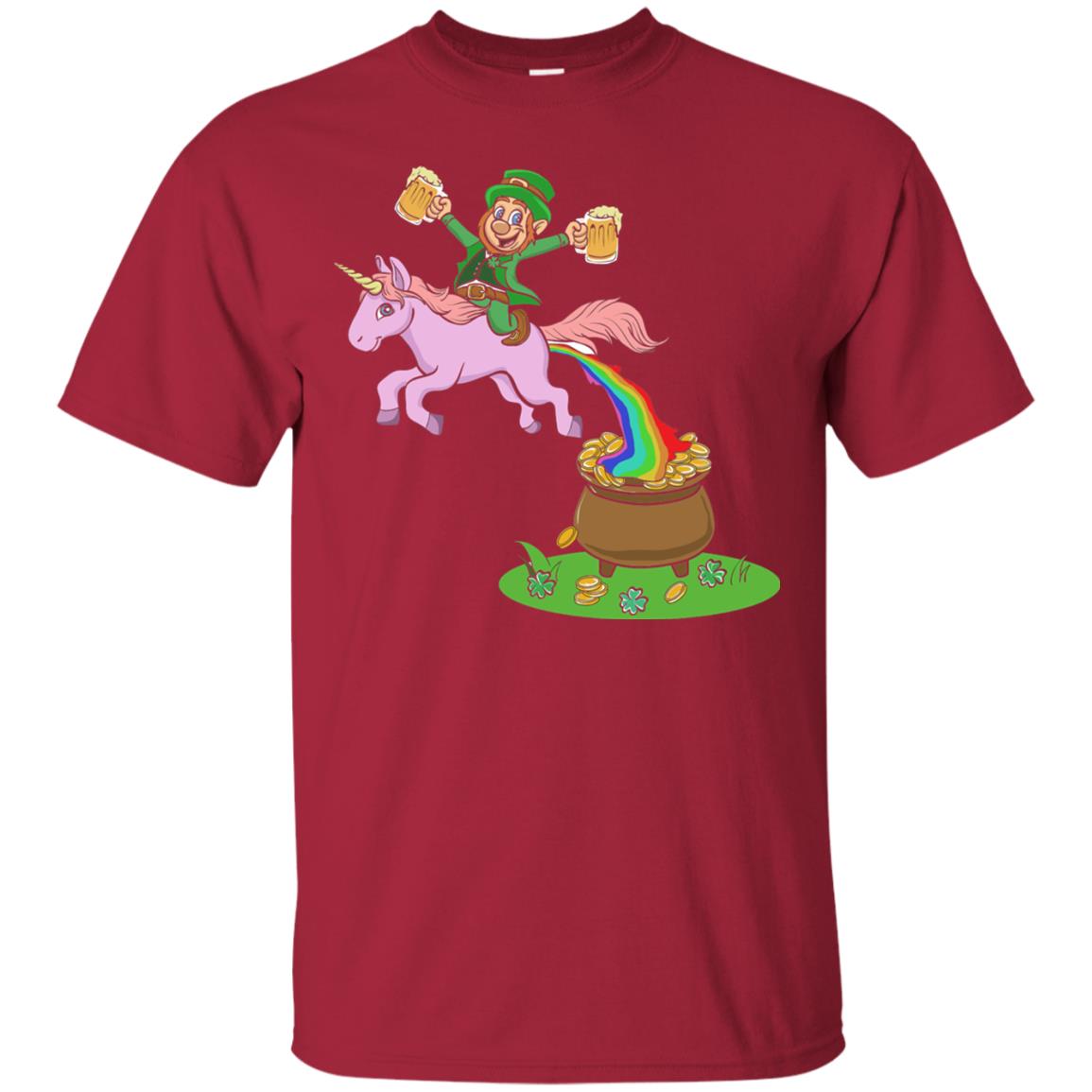 Leprechaun Riding A Unicorn Funny St Patricks Day T-shirt Cardinal