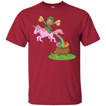 Leprechaun Riding A Unicorn Funny St Patricks Day T-shirt Cardinal