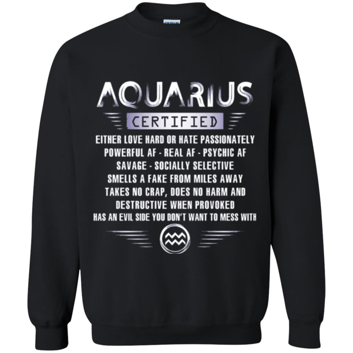 Aquarius Certified Either Love Hard T-shirt Black