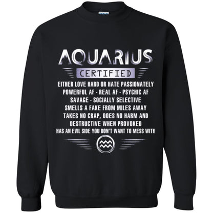 Aquarius Certified Either Love Hard T-shirt Black