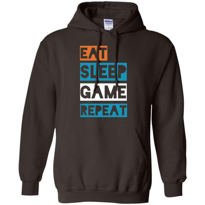 Eat Sleep Game Repeat Video Gamer Player T-shirt Dark Chocolate