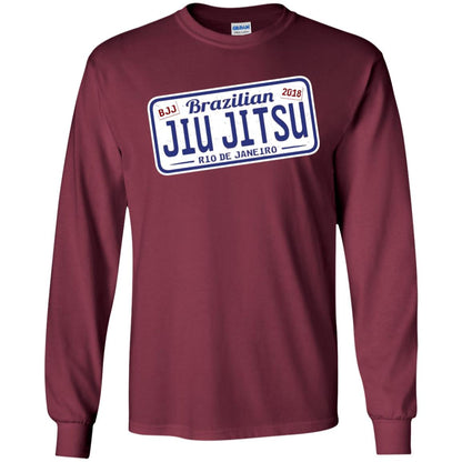 Funny Jiu Jitsu Bjj License Plate T-shirt Maroon