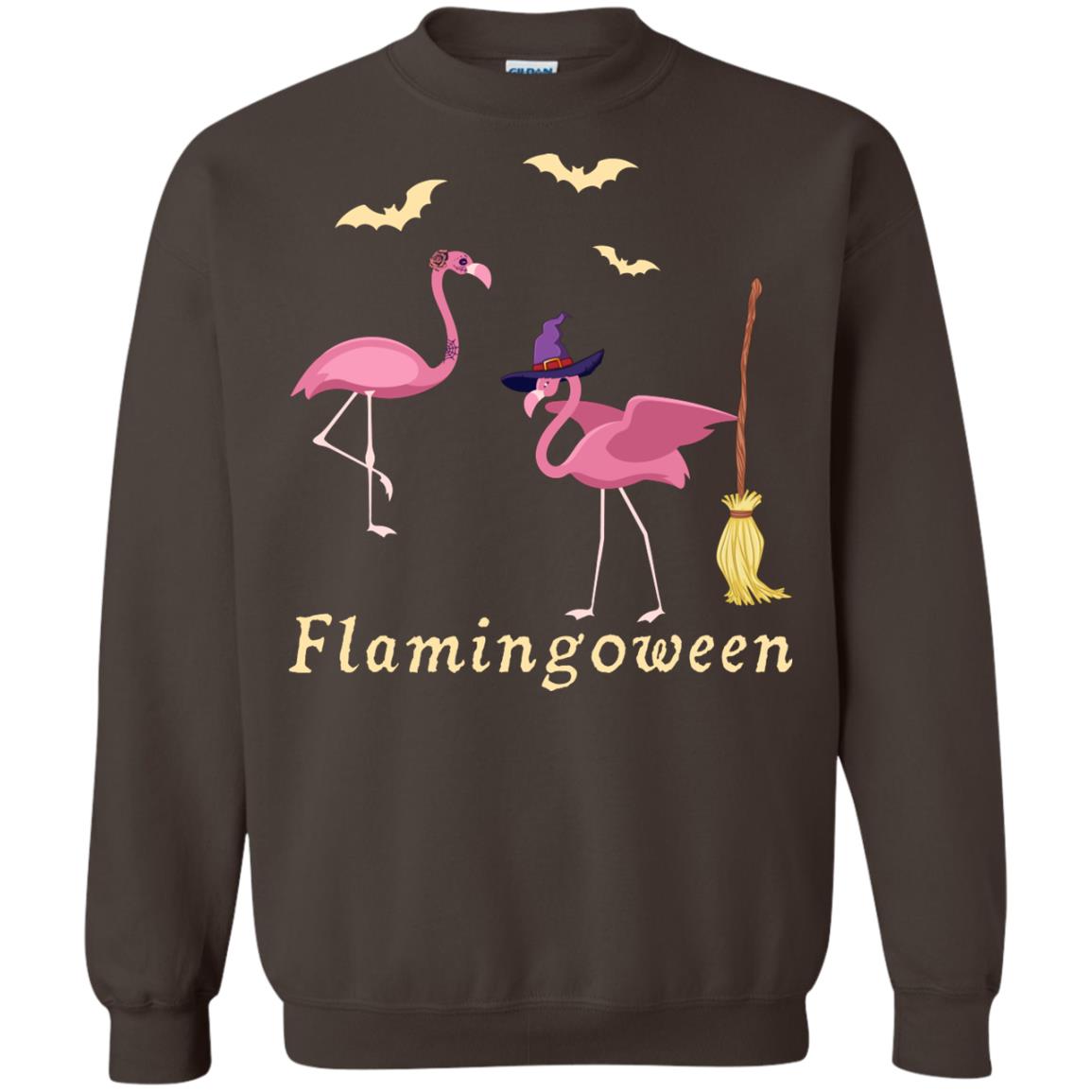 Flamingoween Flamingo Wicth Ride Stick Funny Quote On Haloween Gift Shirt Dark Chocolate