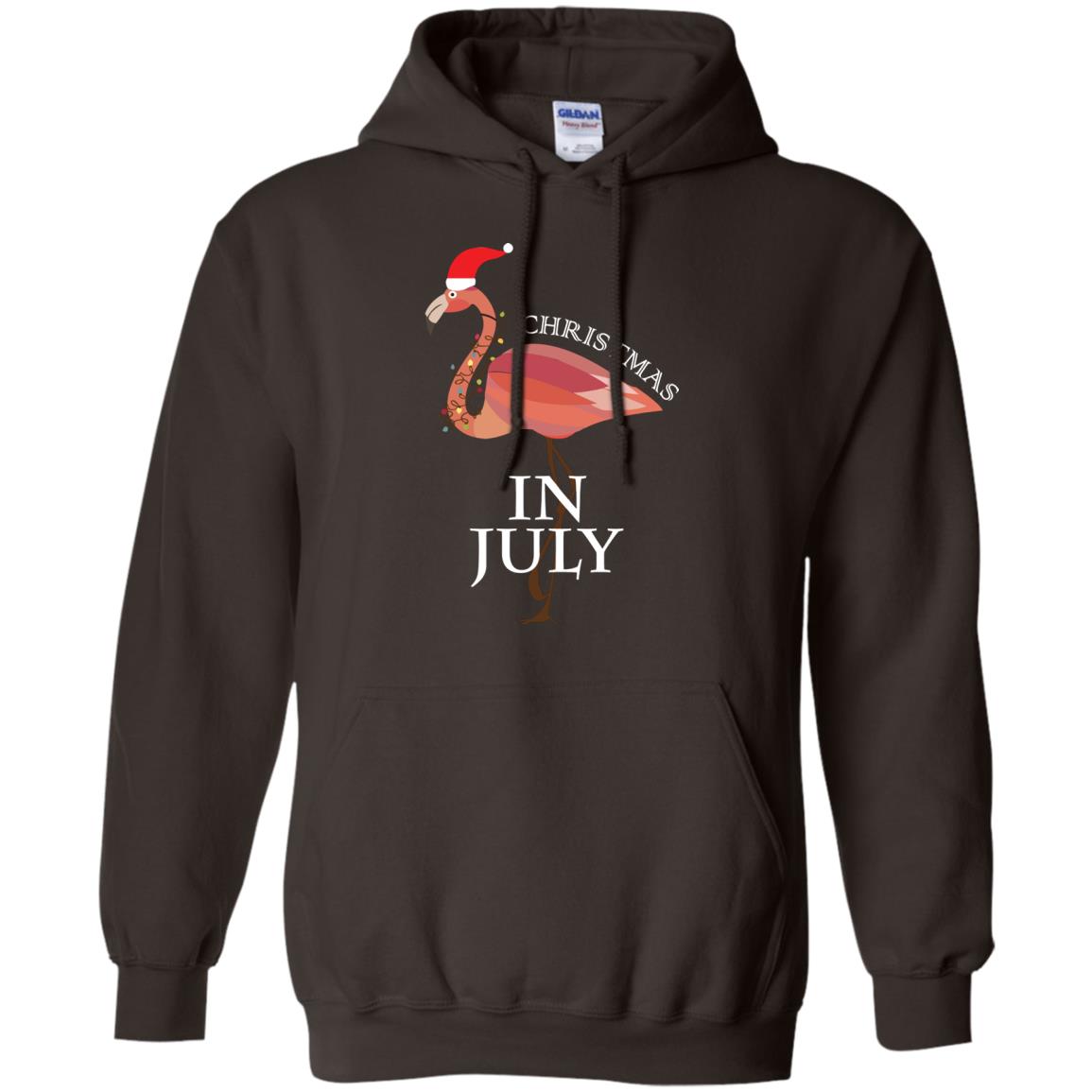 Flamingo With Santa_s Hat Christmas In July Xmas In Summer Shirt Dark Chocolate