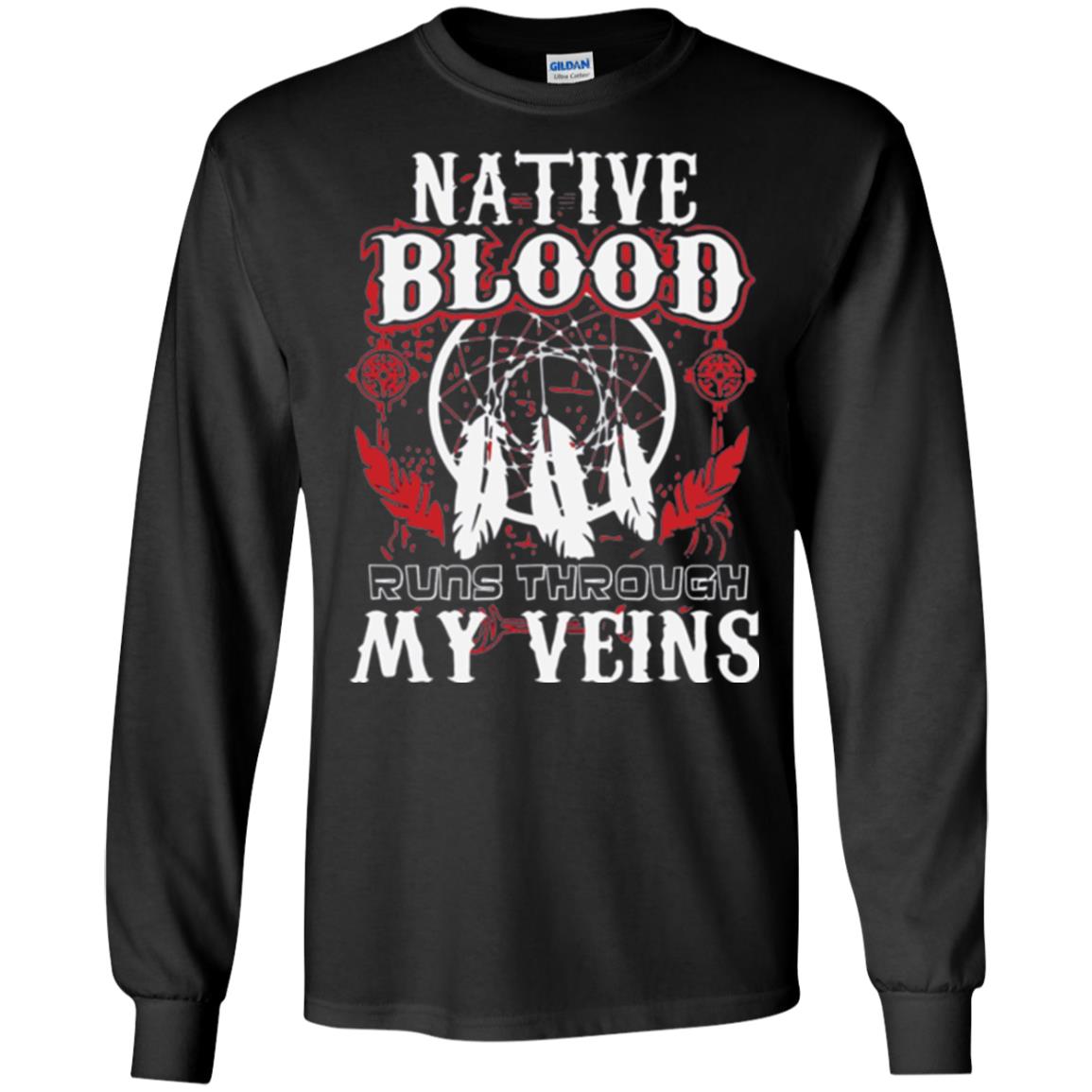 American T-shirt Native Blood Runs Through My Veins Black