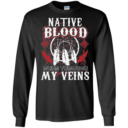 American T-shirt Native Blood Runs Through My Veins Black