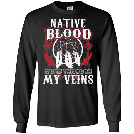 American T-shirt Native Blood Runs Through My Veins Black