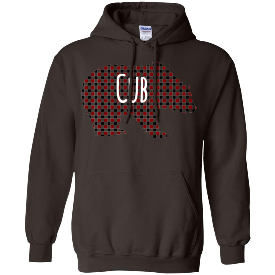 Family Christmas T-shirt Red Plaid Cub Bear Dark Chocolate