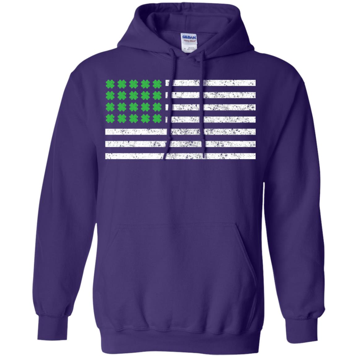 Usa Flag With Irish Shamrock St Patricks Day T-shirt Purple