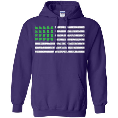 Usa Flag With Irish Shamrock St Patricks Day T-shirt Purple