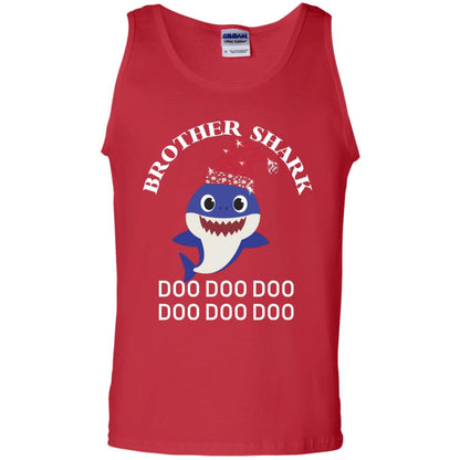 Brother Shark With Santa Claus Hat Merry X-mas Family Shark Gift Shirt Red