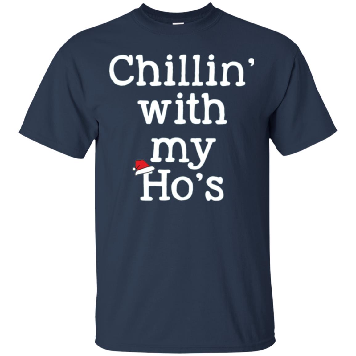 Christmas T-shirt Chillin With My Ho_s Navy
