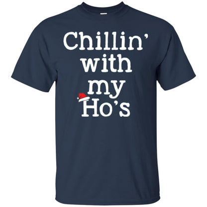 Christmas T-shirt Chillin With My Ho_s Navy