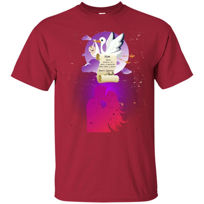 Stork Carrying Baby Mom And Dad Shirt For Women Cardinal