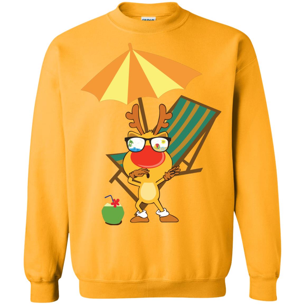Dabbing Reindeer With Sunglasses Celebrate Xmas In July 2018 Shirt Gold