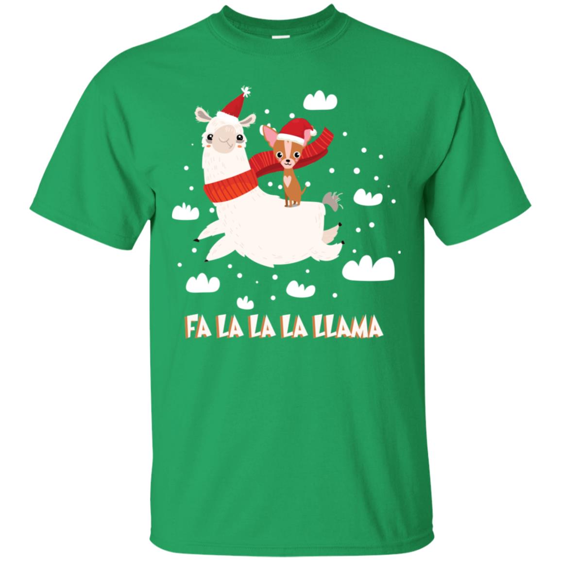 Fa La La La Llama With Chihuahua X-mas Gift Shirt Irish Green