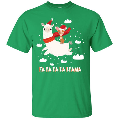 Fa La La La Llama With Chihuahua X-mas Gift Shirt Irish Green