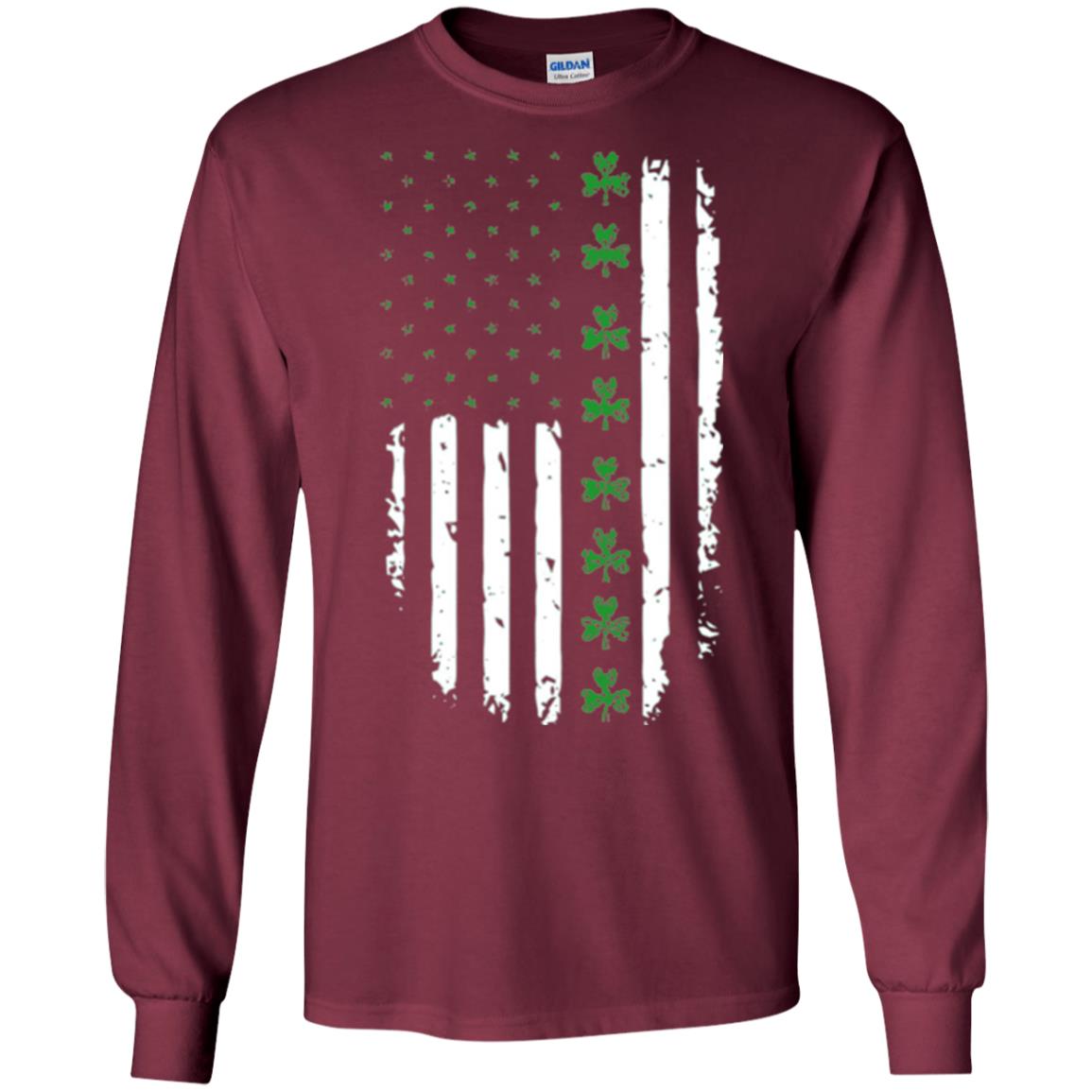 Irish American Flag St. Patrick_s Day T-shirt Maroon