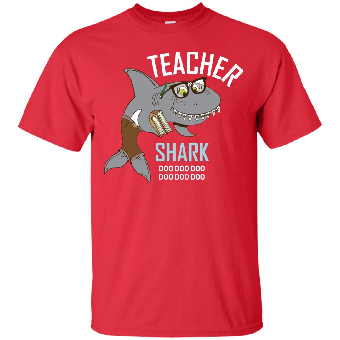 Teacher Shark Doo Doo Doo Family Shark Shirt Red