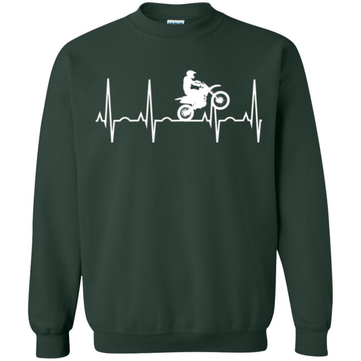 Dirt Bike Rider T-shirt Dirt Bike Heartbeat T-shirt Forest Green