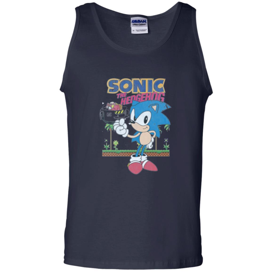 Gamer T-shirt Sega Sonic The Hedgehog Battles Dr. Eggman Robotnik Navy