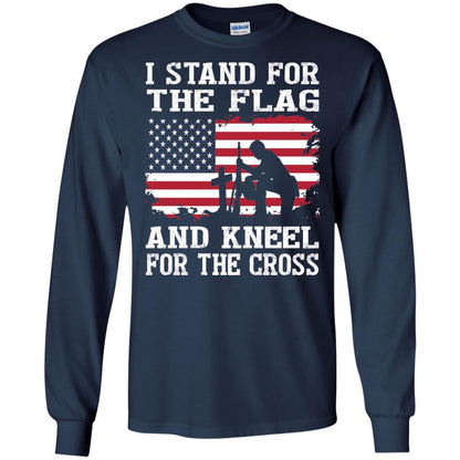 I Stand For The Flag And Kneel For The Cross Military T-shirt Navy