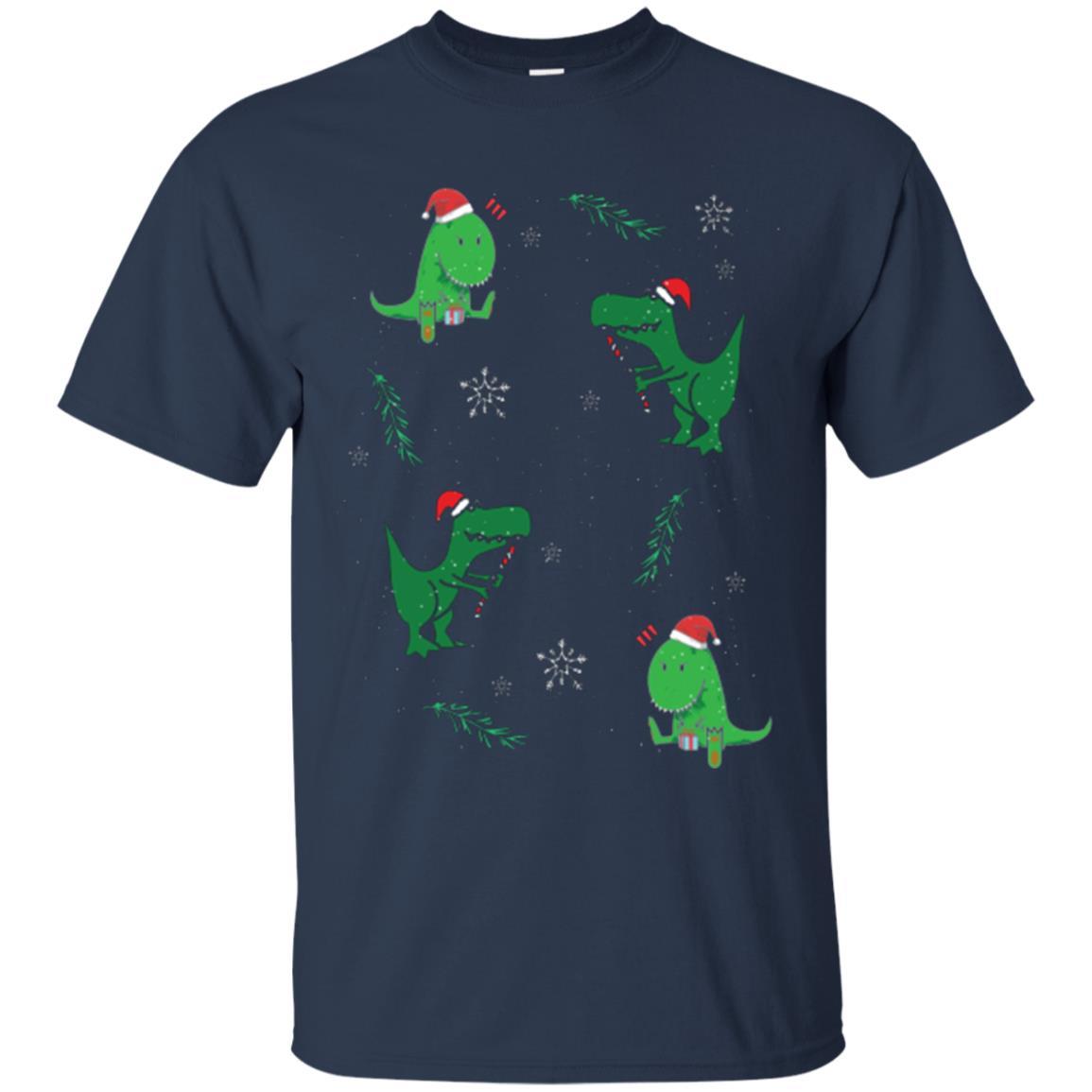 Funny Christmas T-shirt Merry Christmas Dinosaur Navy