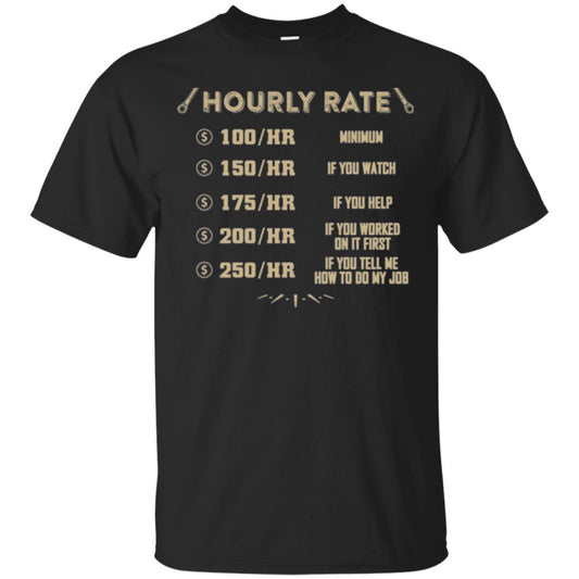 Mechanic T-shirt Mechanic Hourly Rate Black