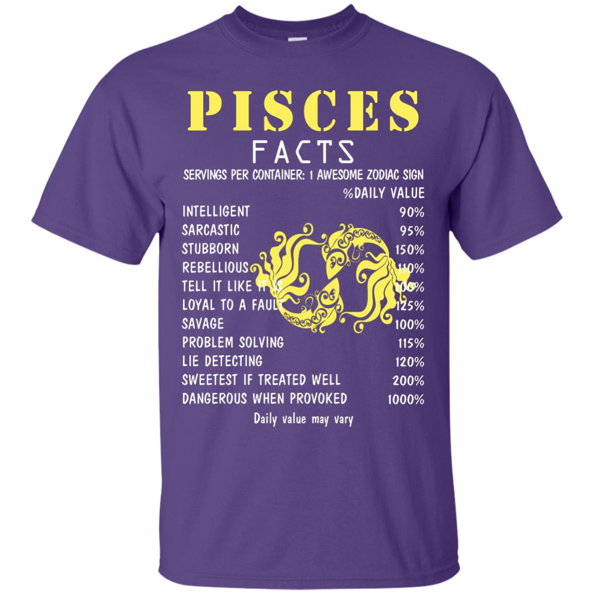 Pisces Facts 1 Awesome Zodiac Sign Gift Shirt For Pisces Horoscope Purple