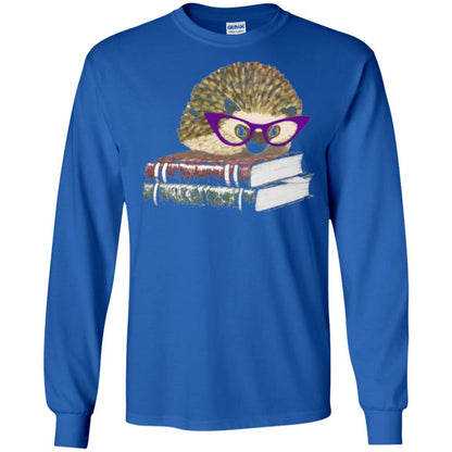 Adorable Hedgehog Book Nerd Gift Shirt Royal