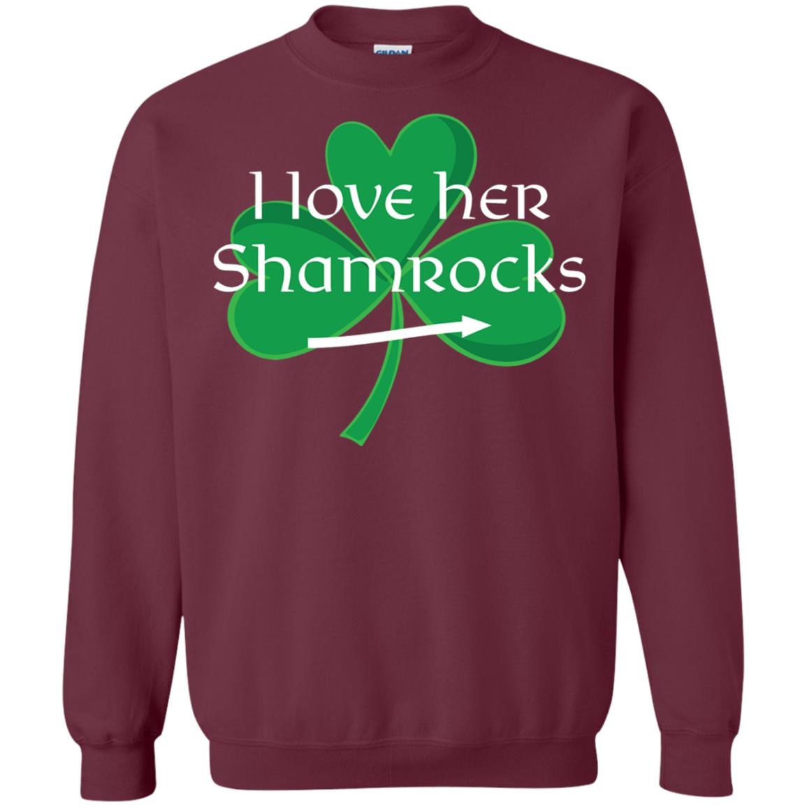 Saint Patrick_s Day T-shirt I Love Her Shamrocks Maroon
