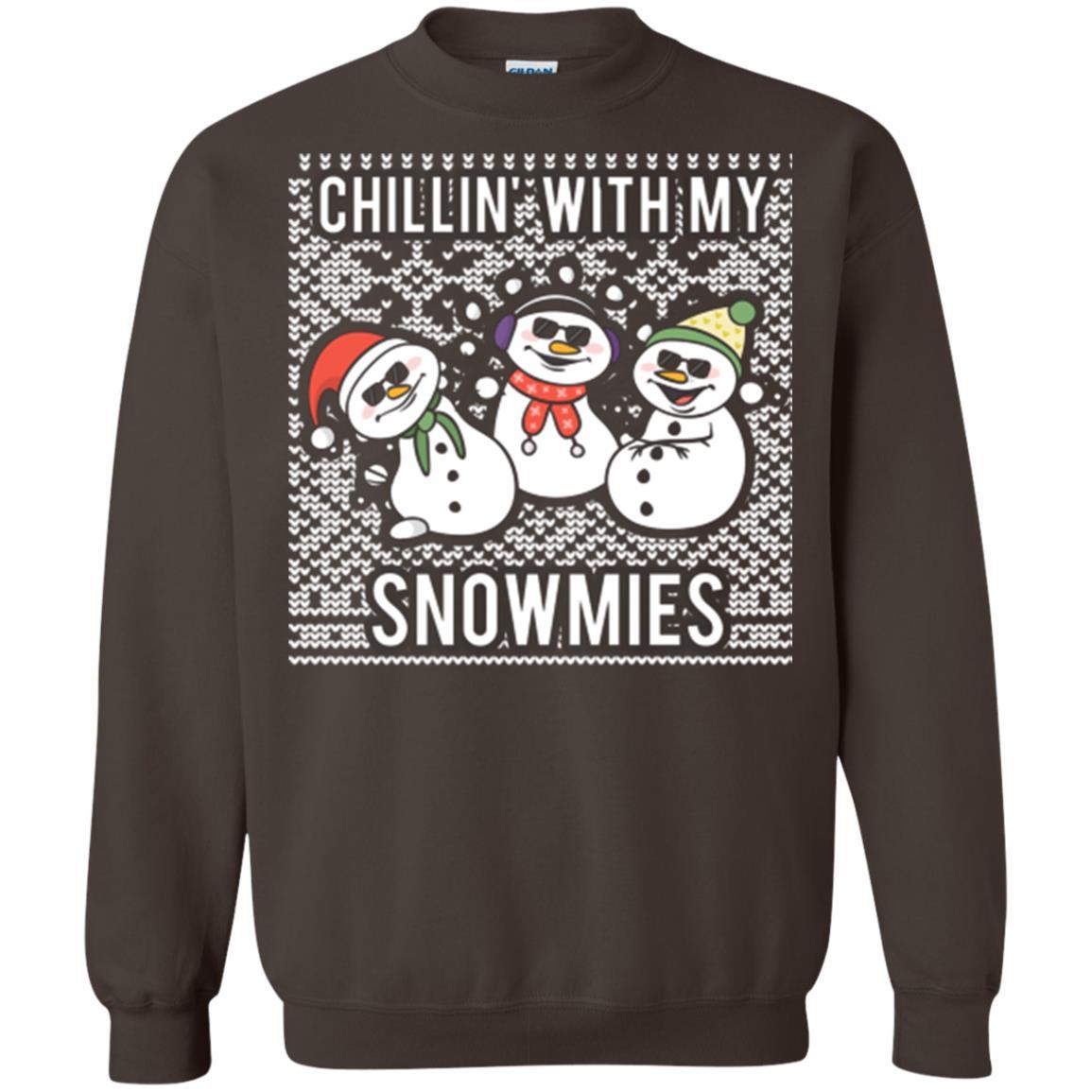 Christmas T-shirt Chillin' With My Snowmies Dark Chocolate