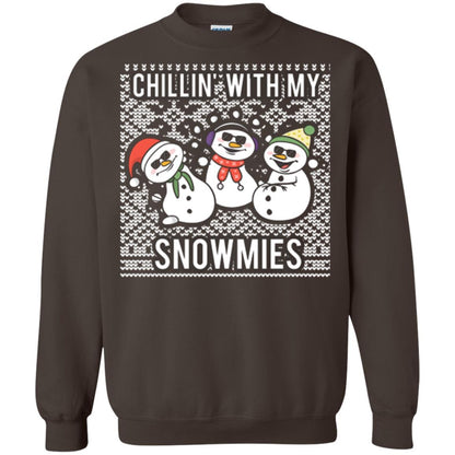 Christmas T-shirt Chillin' With My Snowmies Dark Chocolate