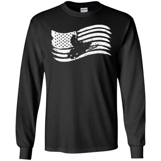 Snowmobile Rider T-shirt American Flag Black