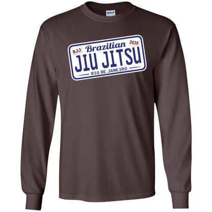 Funny Jiu Jitsu Bjj License Plate T-shirt Dark Chocolate