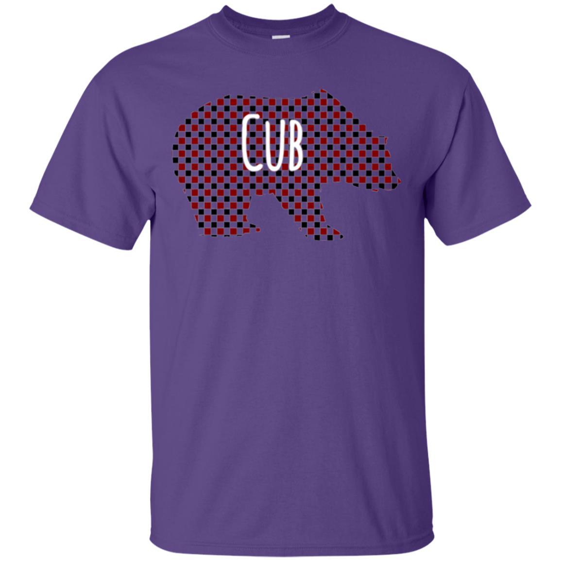 Family Christmas T-shirt Red Plaid Cub Bear Purple