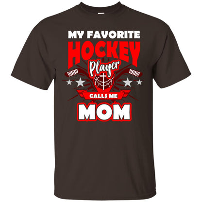 My Favorite Hockey Player Call Me Mom Hockey Mommy Shirt Dark Chocolate