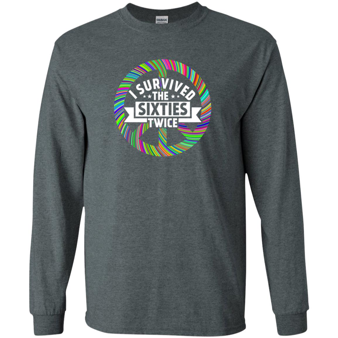 I Survived The Sixties Twice Peace Symbol Birthday Gift Shirt Dark Heather
