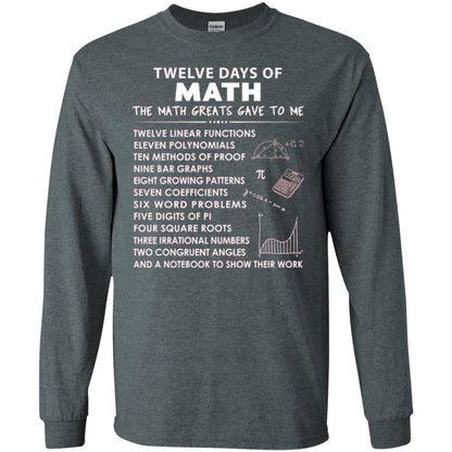 Math T-shirt Twelve Days Of Math Dark Heather