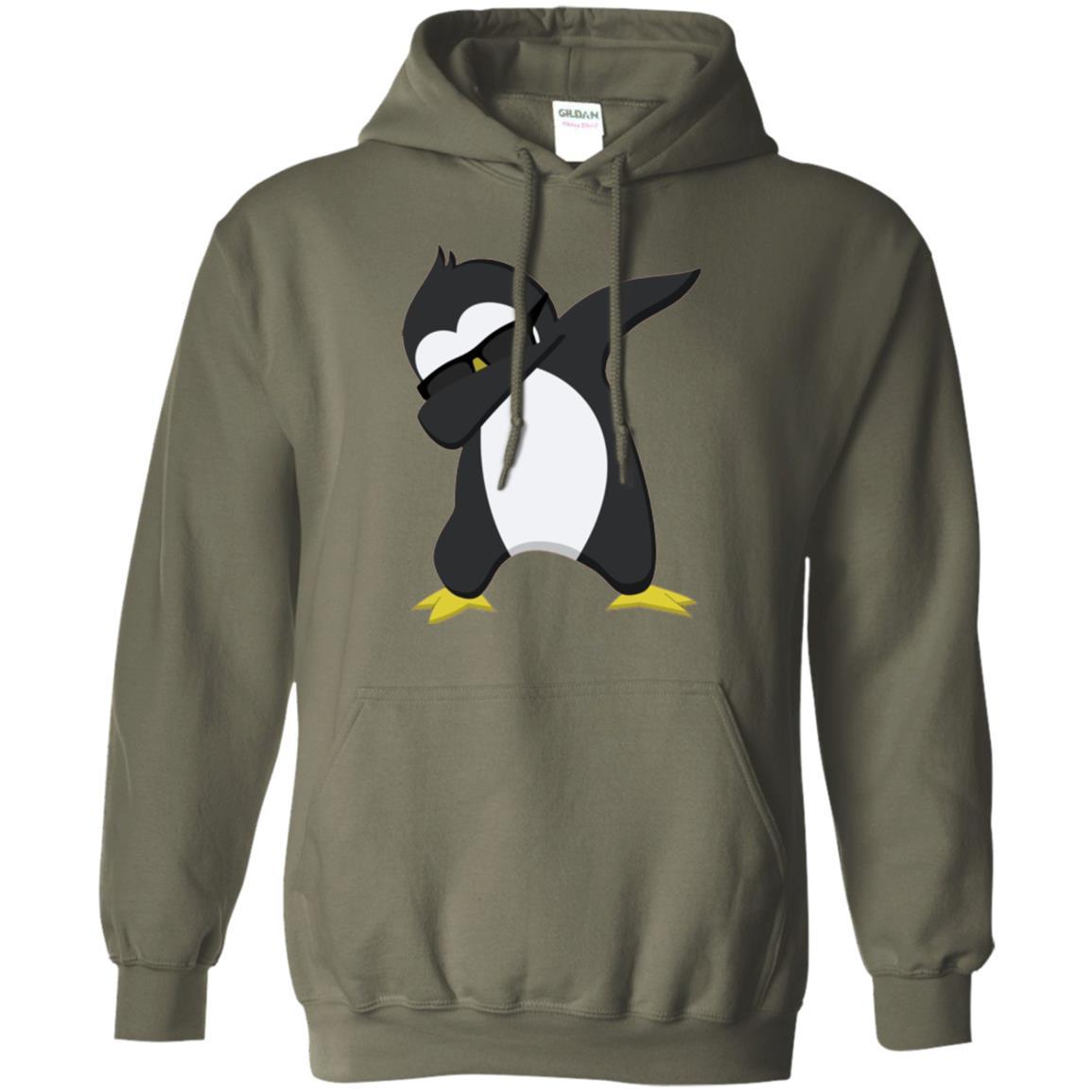 Christmas T-shirt Dabbing Penguin T-shirt Military Green