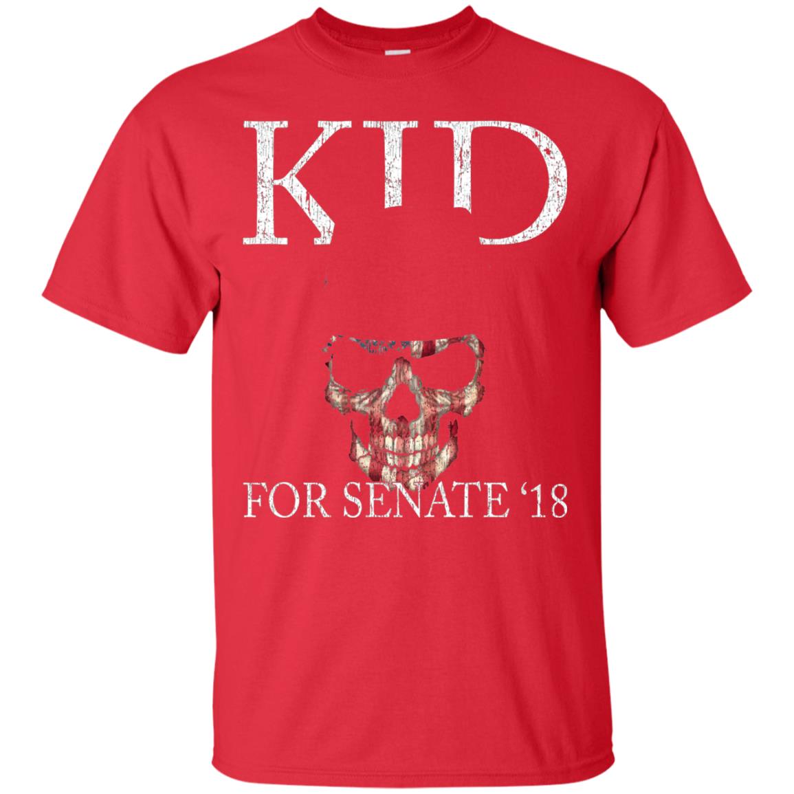 Kid For Senate 2018 Skull Flag And Fedora Rock It T-shirt Red