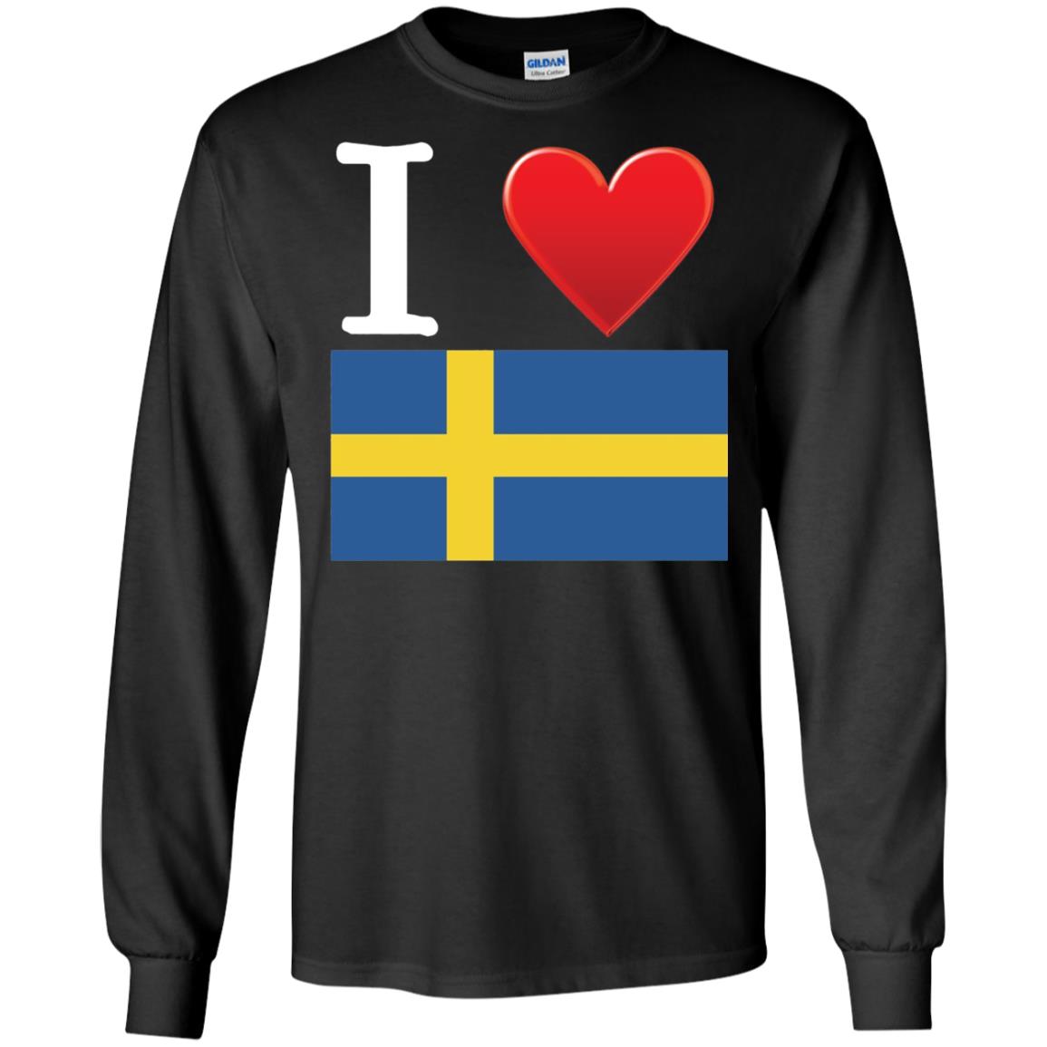 I Heart Love Sweden Flag T-shirt Black