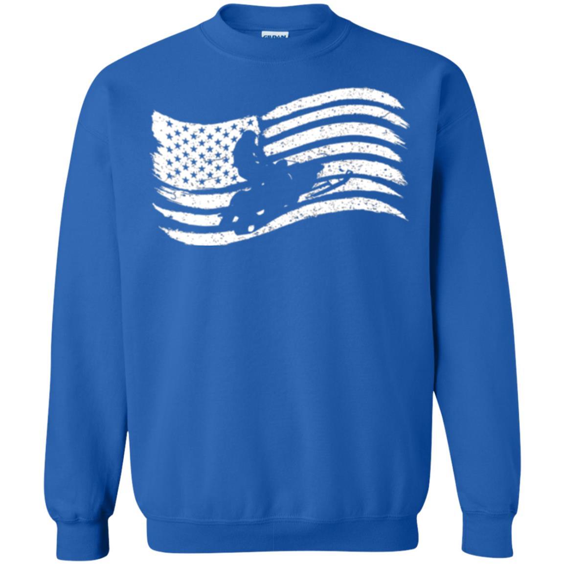 Snowmobile Rider T-shirt American Flag Royal