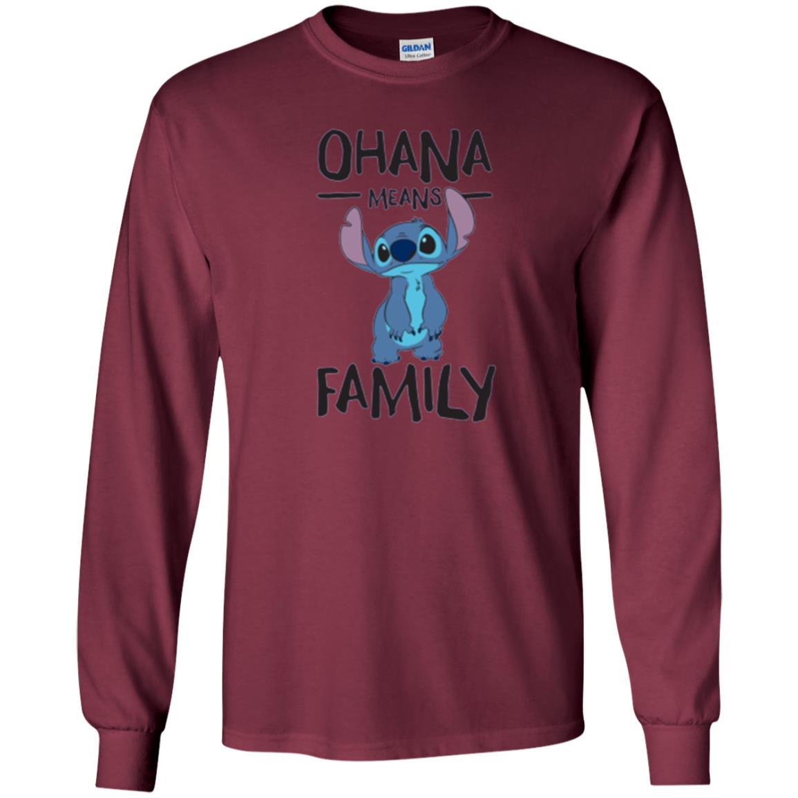 Disney Stitch T-shirt Ohana Means Family Maroon