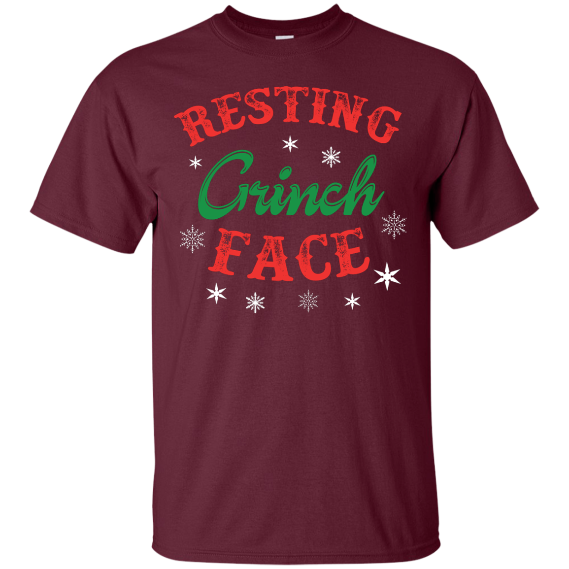 Christmas T-Shirt Resting Grinch Face Maroon