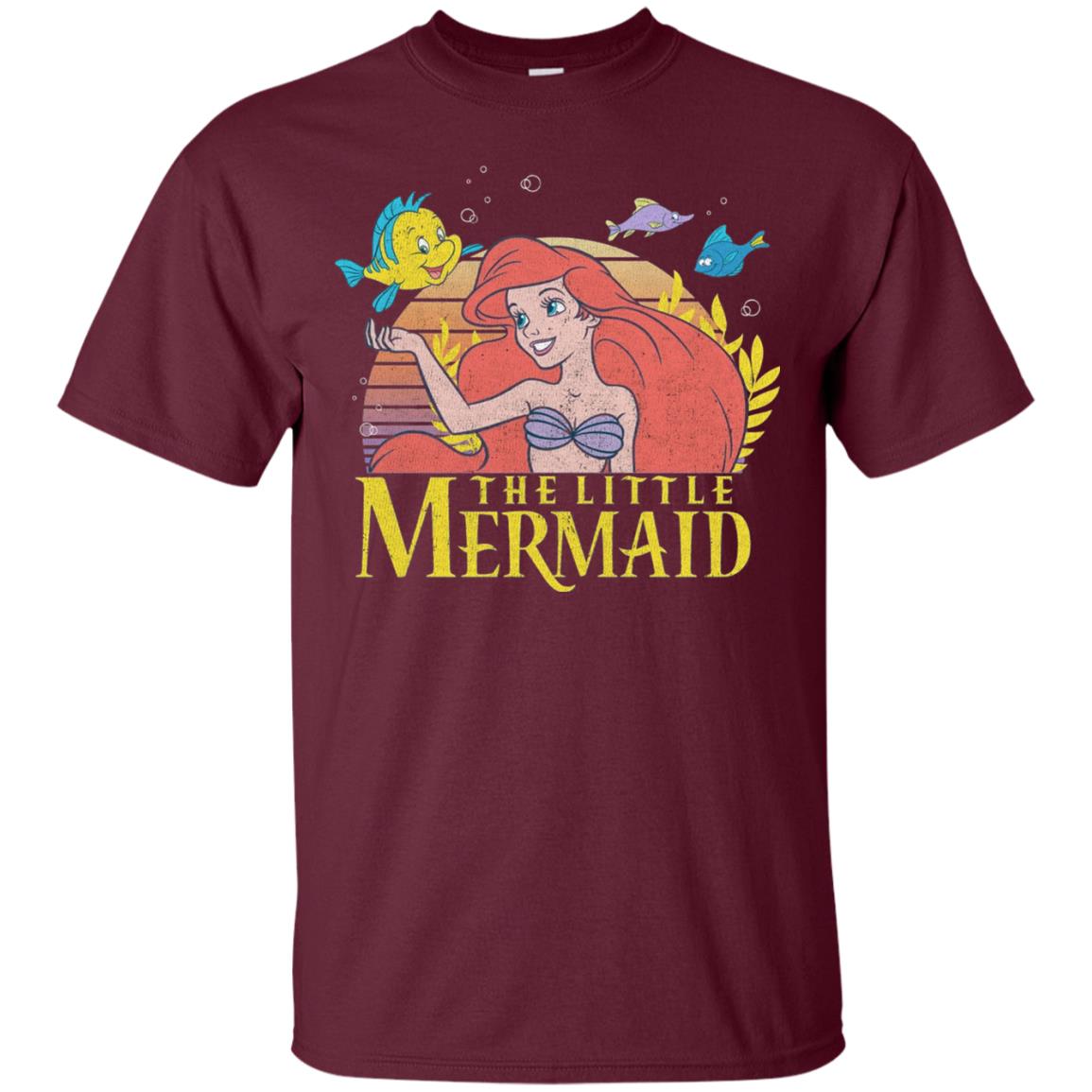 Cartoon T-shirt Mermaid Ariel Flounder Maroon